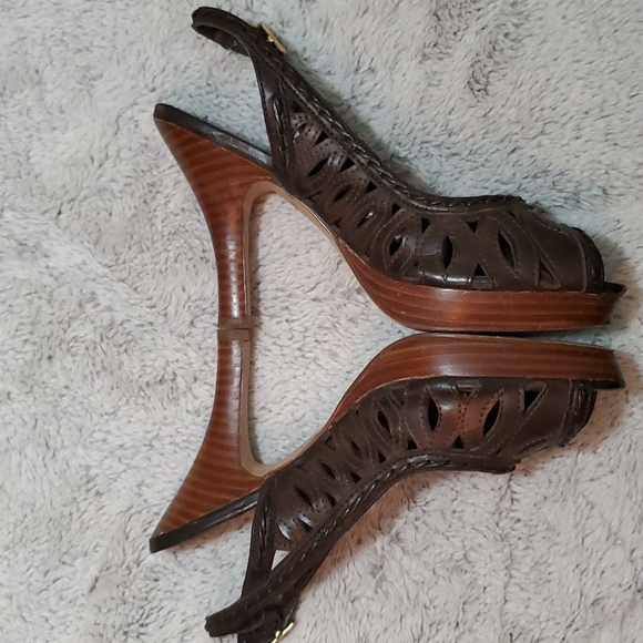ANGELS 4 EVER Womens Faux Leather Cutout Braided Back Strap 4" Heels-VGUC-Sz 6.5 - Picture 4 of 15